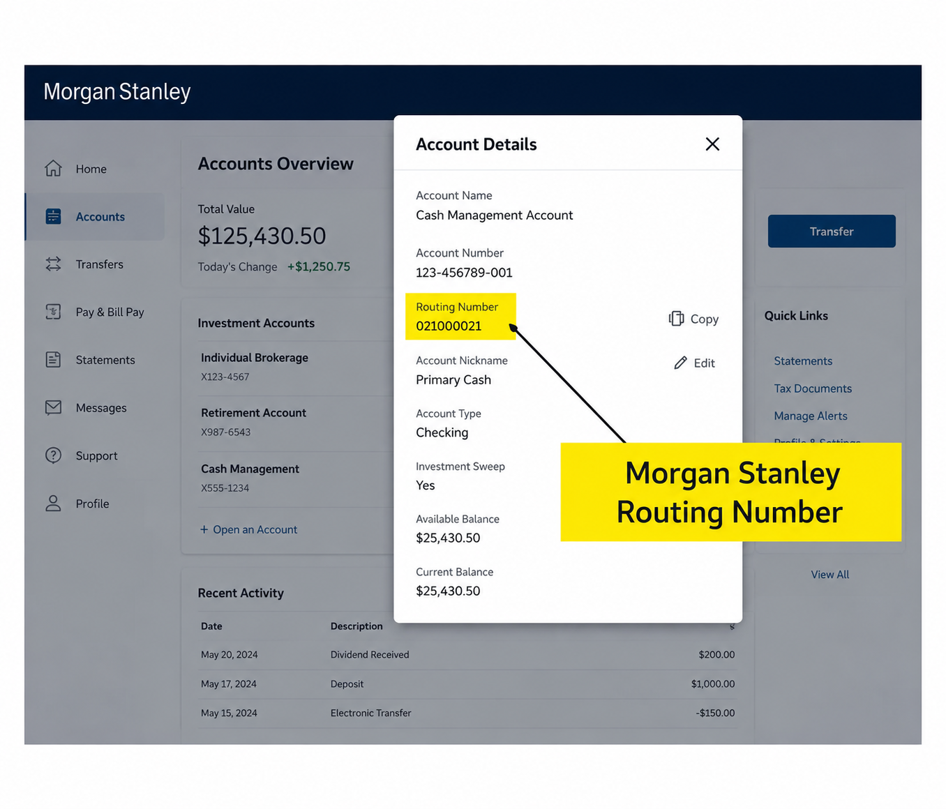 Morgan Stanley Routing Number Miami