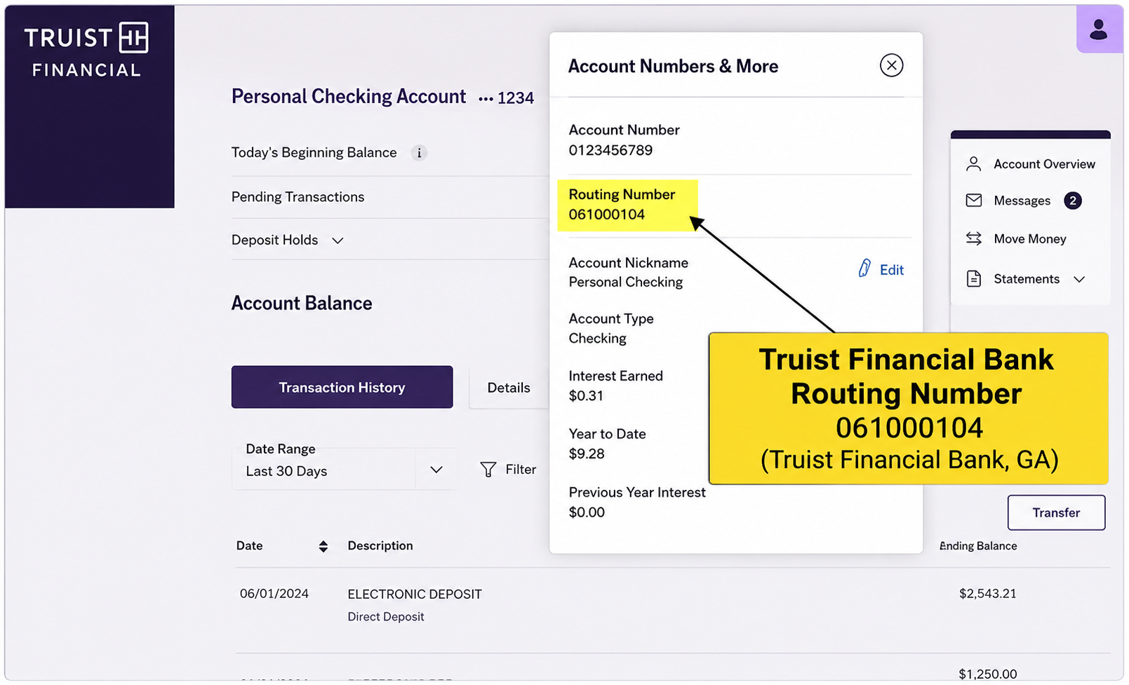 TRUIST FINANCIAL ROUTING NUMBER WASHINGTON D.C.