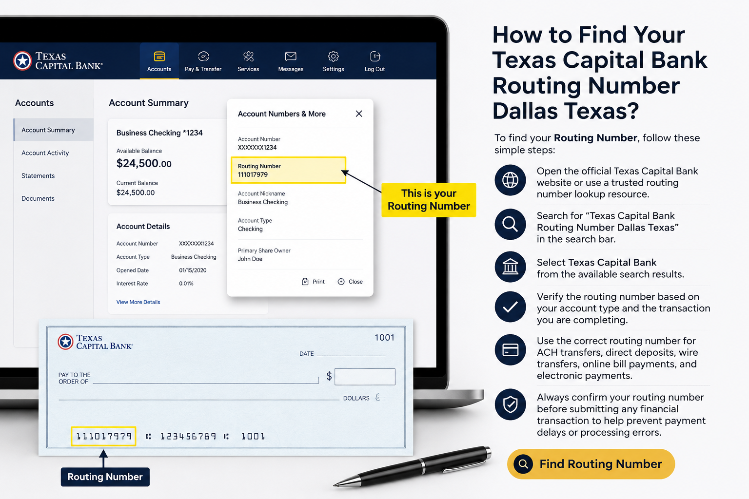 Texas Capital Bank Routing Number