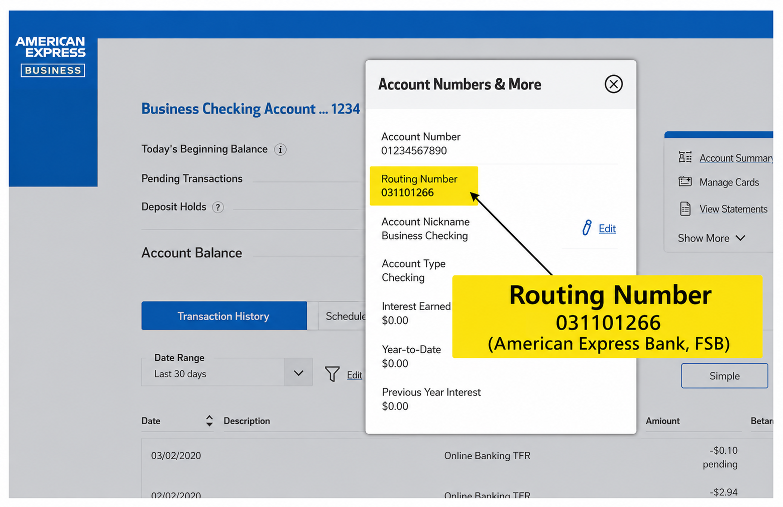 american express routing number utah