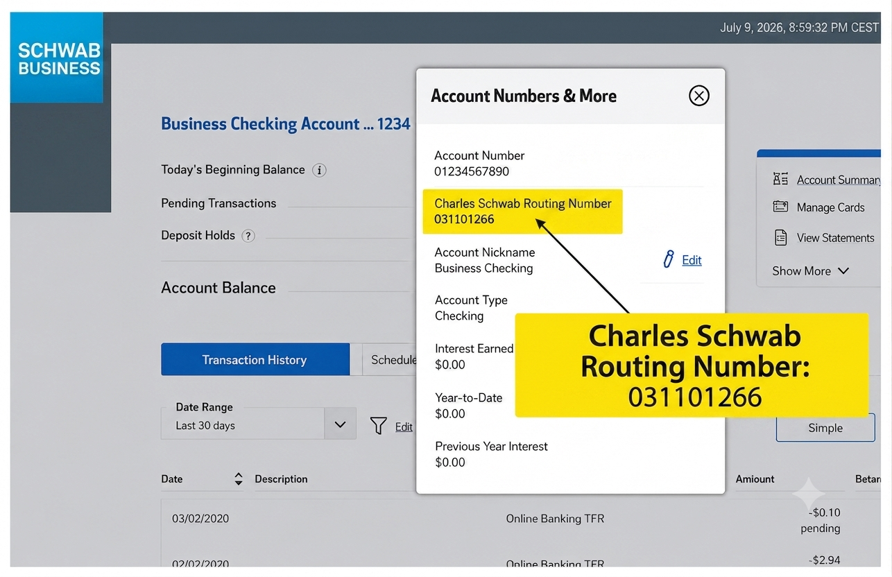 charles schwab routing number las vegas