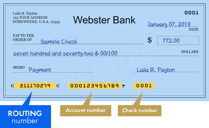 Webster Bank routing number ​